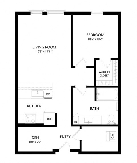 1 bed 1 bath Floor Plan - B12 at Windsor Queen Anne, Seattle WA