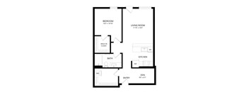 1 bed 1 bath Floor Plan - B1B at Windsor Queen Anne, Seattle WA