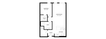 1 bed 1 bath Floor Plan - B1C at Windsor Queen Anne, Washington