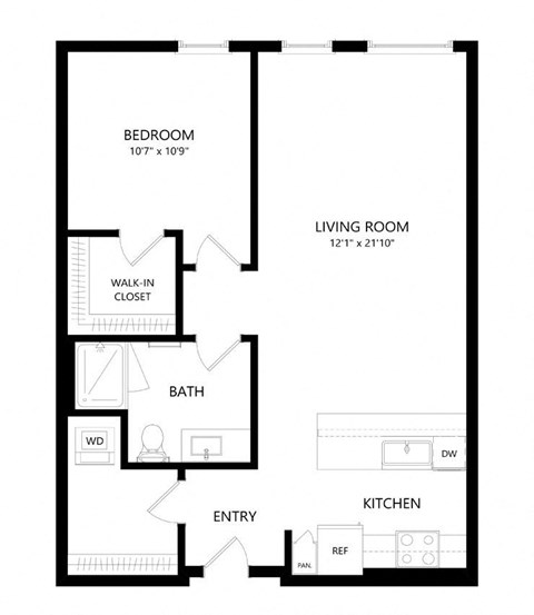 1 bed 1 bath Floor Plan - B1C at Windsor Queen Anne, Washington