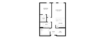 1 bed 1 bath Floor Plan - B1 at Windsor Queen Anne, Seattle WA