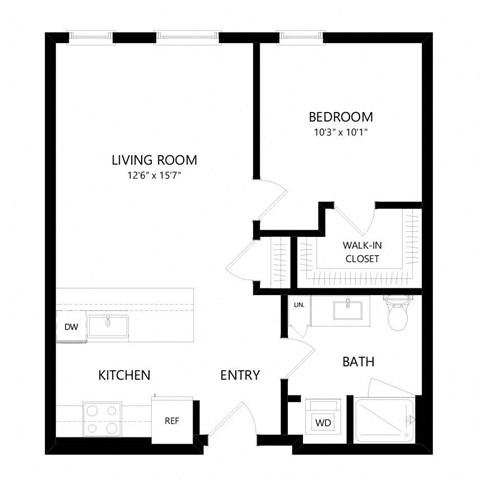 1 bed 1 bath Floor Plan - B5 at Windsor Queen Anne, Seattle 98119