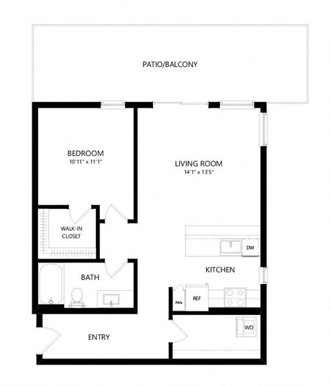 1 bed 1 bath Floor Plan - B6 at Windsor Queen Anne, Seattle 98119
