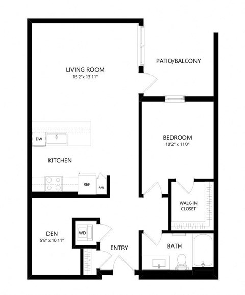 1 bed 1 bath Floor Plan - B7A at Windsor Queen Anne, Seattle WA