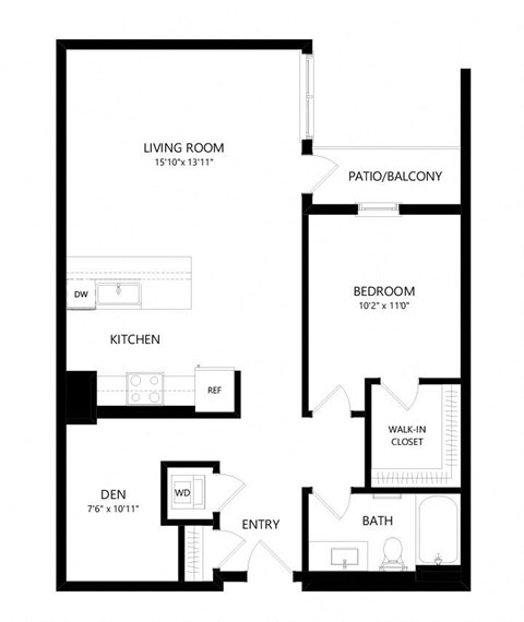 1 bed 1 bath Floor Plan - B7 at Windsor Queen Anne, Seattle 