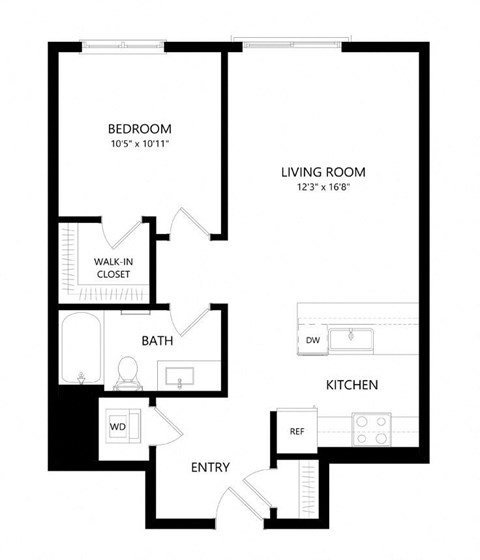 1 bed 1 bath Floor Plan - B8 at Windsor Queen Anne, Seattle Washington