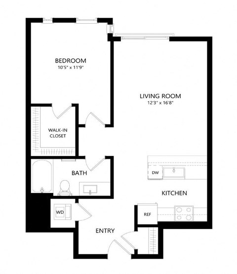 1 bed 1 bath Floor Plan - B9 at Windsor Queen Anne, Washington