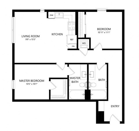 2 bed 2 bath Floor Plan - C10 at Windsor Queen Anne, Seattle 