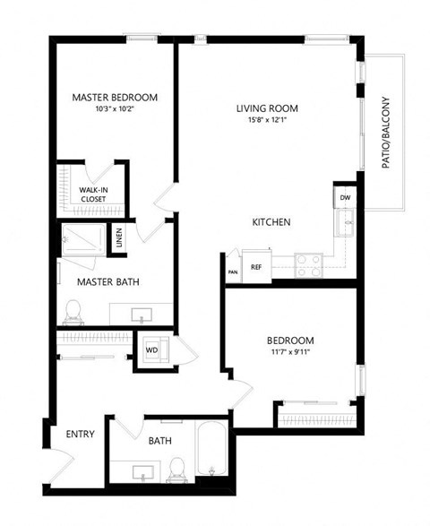 2 bed 2 bath Floor Plan - C2 at Windsor Queen Anne, Seattle WA