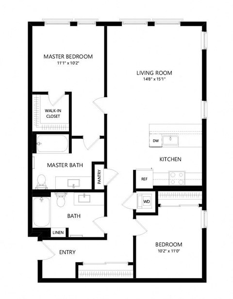 2 bed 2 bath Floor Plan - C8 at Windsor Queen Anne, Seattle Washington