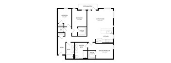 3 bed 2 bath Floor Plan - d1 at Windsor Queen Anne, Seattle WA