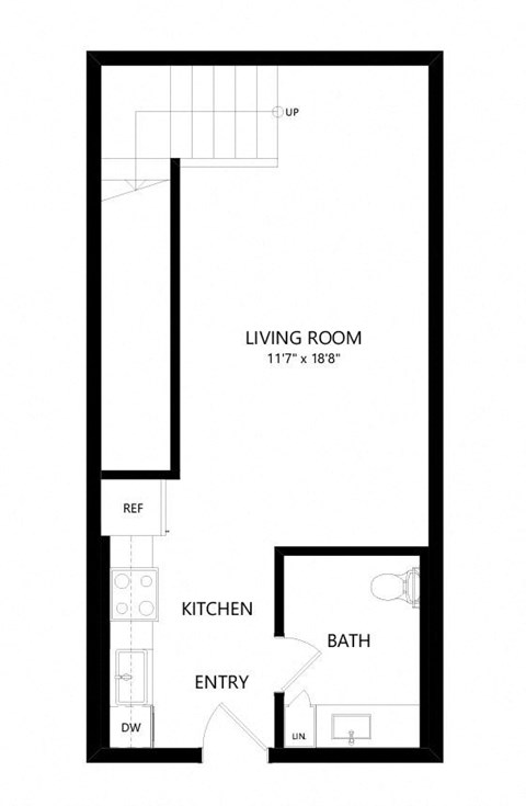 1 bed 1.5 bath Floor Plan - lw3 FL1 at Windsor Queen Anne, Washington