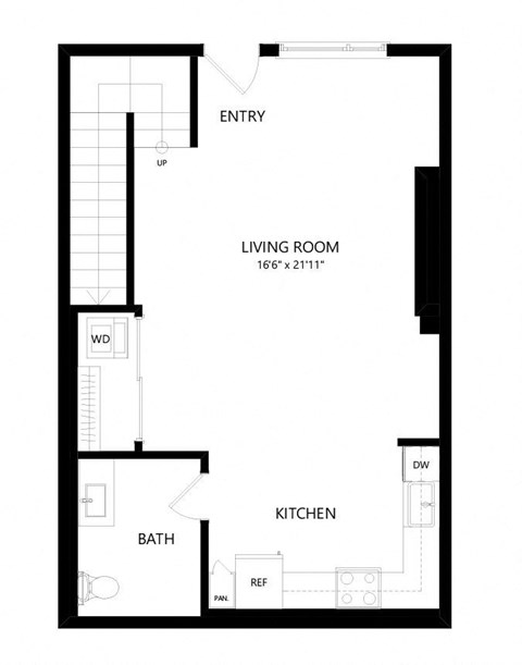 1 bed 1.5 bath Floor Plan - lw6 fl1 at Windsor Queen Anne, Seattle WA