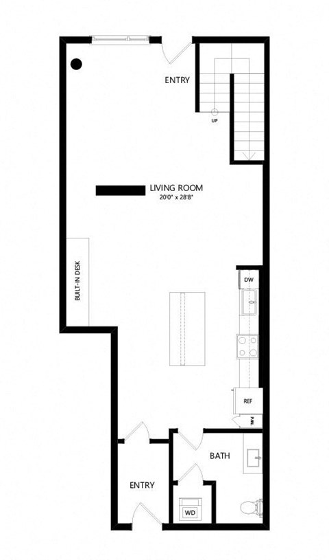 1 bed 1.5 bath Floor Plan - lw7 fl1 at Windsor Queen Anne, Seattle Washington