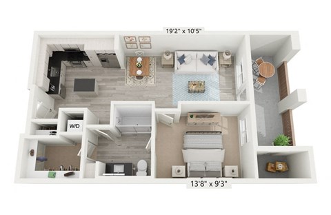 A2 - 1 Bedroom Floorplan for Rent at Windsor Rancho PQ in San Diego 92129