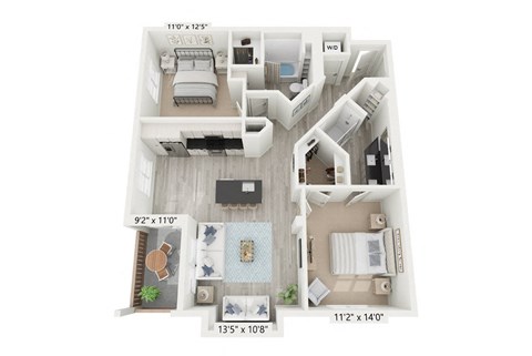 B3 - 2 Bedroom Floorplan for Rent at Windsor Rancho PQ in San Diego 92129