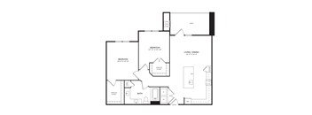 2 Bedroom 1 Bathroom Floor Plan at Windsor Ridge, Texas
