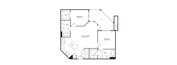 A black and white image of a floor plan for a house.
