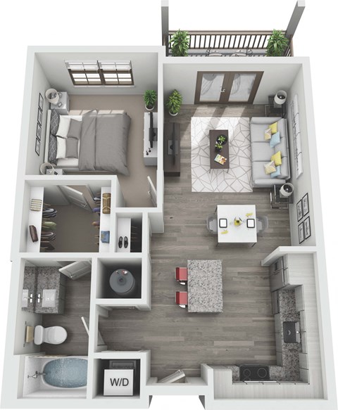 A1 3D Floor Plan at Windsor Sugarloaf, Suwanee, 30024