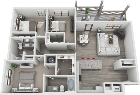 C1 3D Floor Plan at Windsor Sugarloaf, Suwanee, 30024