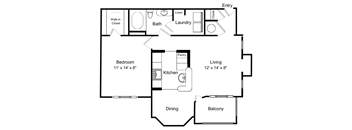 2D Floorplan for Windsor Vinings Apartment's A1 Adelaide Layout