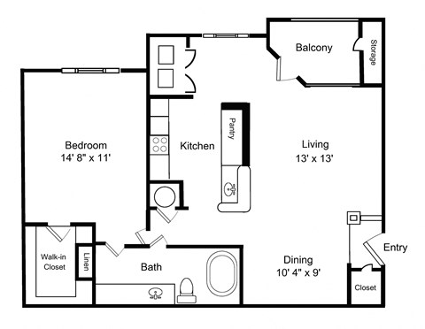 a floor plan of a bedroom apartment