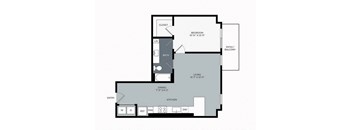 1 bed 1 bath floor plan J at Windsor West Plano Apartments, Texas, 75023
