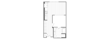 A floor plan of a room with a closet, a toilet, and a sink.
