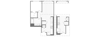 A floor plan of a house with a pan and w/d.
