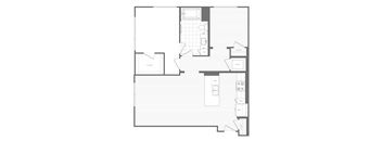 A black and white image of a floor plan with labeled rooms and closets.