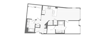 A black and white image of a floor plan for a house.