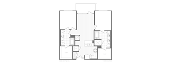 A black and white floor plan of a house with labeled rooms and closets.