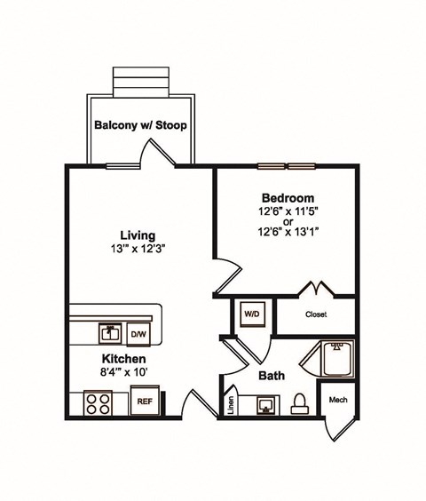 1 Bed 1 Bath Floor Plan at Yaupon by Windsor, Austin, TX, 78736