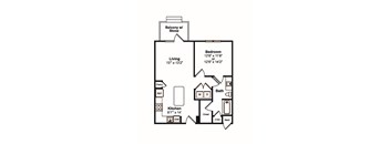 1 Bedroom 1 Bathroom Floor Plan at Yaupon by Windsor, Austin, TX