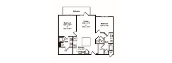 2 bedroom 2 bath Floor Plan at Yaupon by Windsor, Texas
