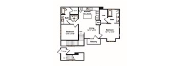 2 Bedroom 2 Bathroom Floor Plan at Yaupon by Windsor, Austin