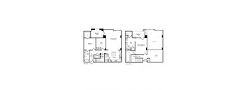 two floor plan of a home with different bedrooms and a living room