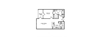 a floor plan of a house with a bedroom and a living room