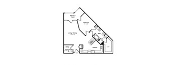 a floor plan of a bedroom floor plan with an asymmetrical footprint