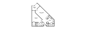 a floor plan of a two story house with a bedroom and a living room