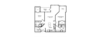 a floor plan of a house with bedrooms and a living room