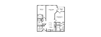 a floor plan of a house with bedrooms and a living room