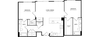 A black and white image of a floor plan for a home.