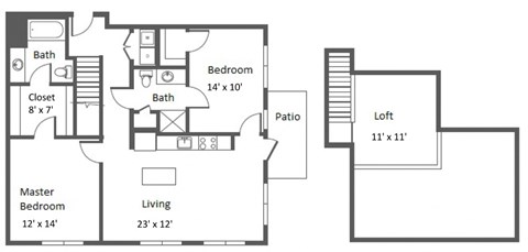 A black and white image of a house floor plan.