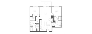 A black and white image of a house floor plan with a balcony.