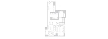 a floor plan of a house with a bedroom and a living room