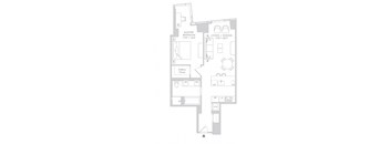 a floor plan of a house with a bedroom and a living room