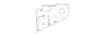 a floor plan of a bedroom floor plan with a bathroom and a living room