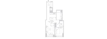 a floor plan of a small apartment with a bedroom and a living room