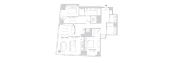 a floor plan of a house with a bedroom and a living room